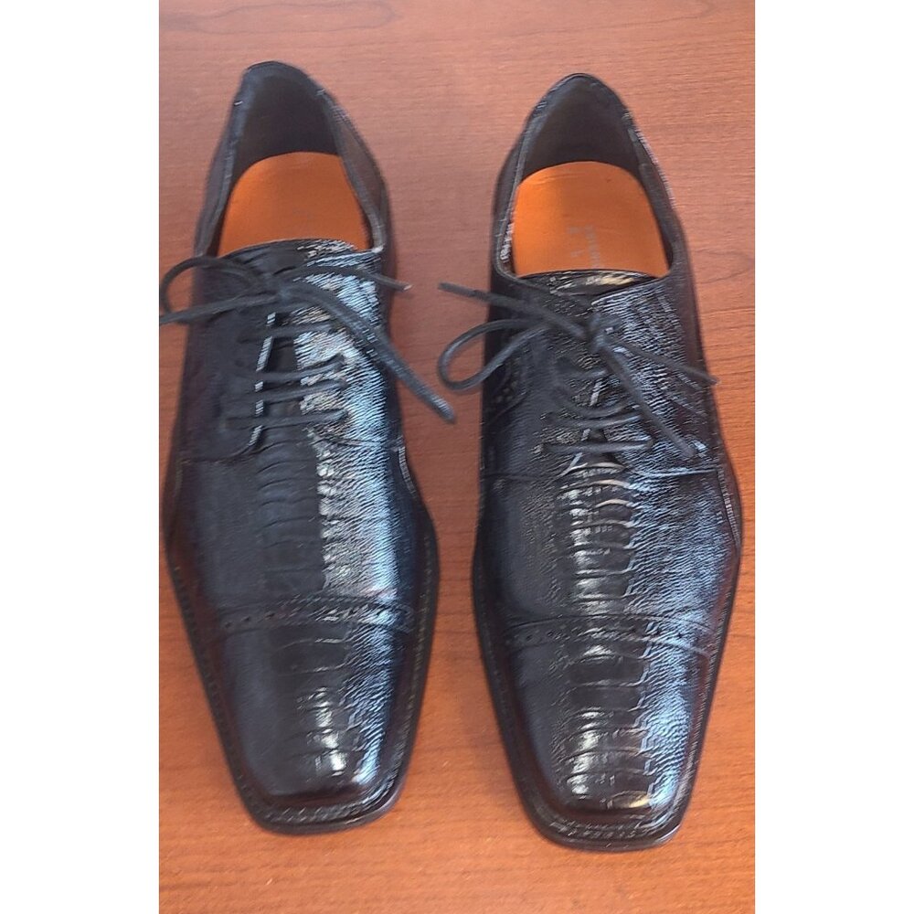 Antonio Ferrell Elite Sz.11 Shoes Men’s Cap Toe Shiny Faux Croc Print Lace-Up